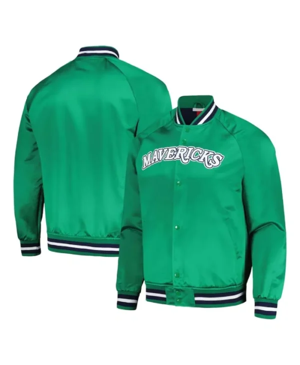 Dallas Mavericks Hardwood Classics Full-Snap Satin Green Jacket