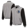 Dallas Mavericks Varsity Gray and Black Full-Snap Wool Jacket