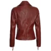 Dame Red Double Rider Leather Biker Jacket