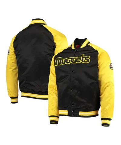Denver Nuggets Varsity Full-Snap Satin BlackYellow Jacket