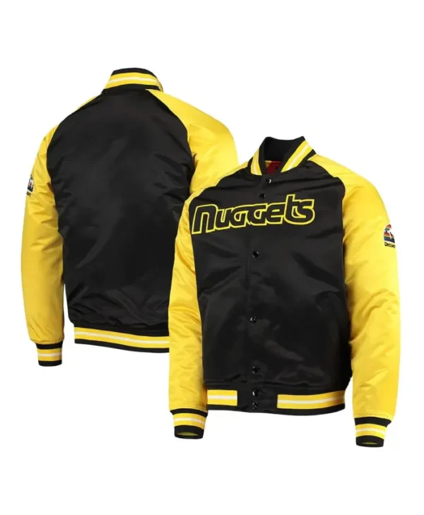 Denver Nuggets Varsity Full-Snap Satin BlackYellow Jacket