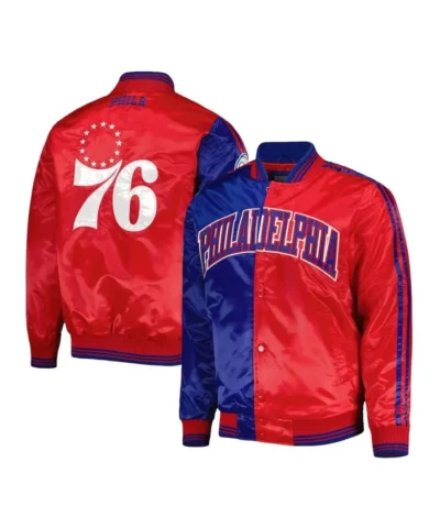 RoyalRed Philadelphia 76ers Fast Break Satin Jacket