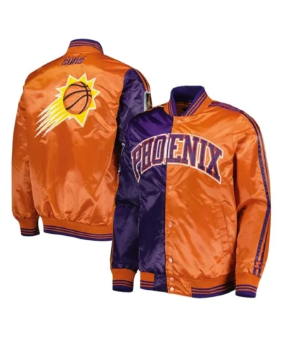 Fast Break Phoenix Suns Varsity Full-Snap Satin Purple and Orange Jacket