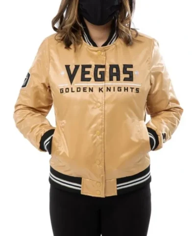Golden Knights Vegas GoldBlack Golden Satin Jacket