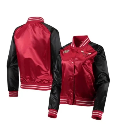 Hardwood Classics Chicago Bulls Full-Snap Red and Black Satin Jacket