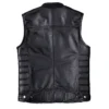 Men’s Black Zipper Pockets Leather Biker Vest