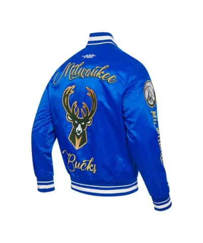 Milwaukee Bucks City Edition Chenille Full-Snap Satin Blue Jacket