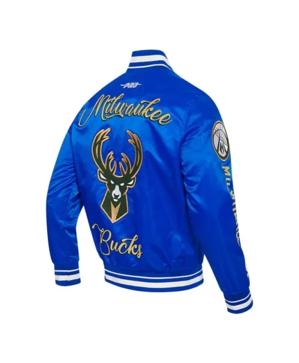 Milwaukee Bucks City Edition Chenille Full-Snap Satin Blue Jacket