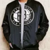 NBA Brooklyn Nets Full-Snap Satin Black Jacket