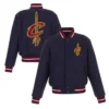 Cleveland Cavaliers Embroidered Logo Varsity Wool Full-Zip Navy Jacket