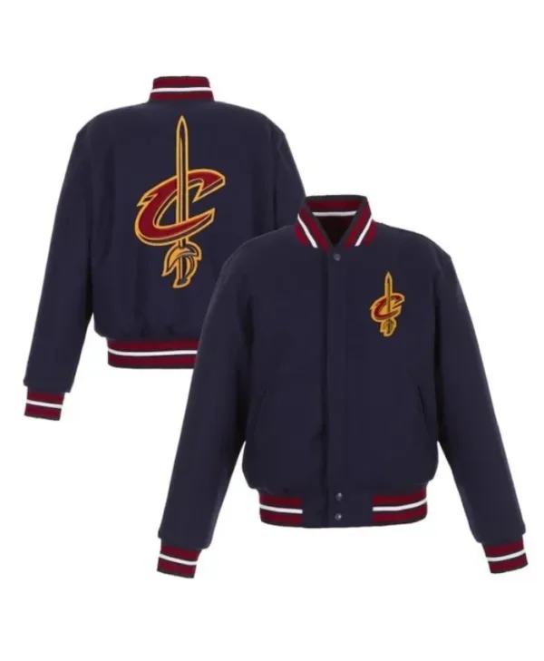 Cleveland Cavaliers Embroidered Logo Varsity Wool Full-Zip Navy Jacket