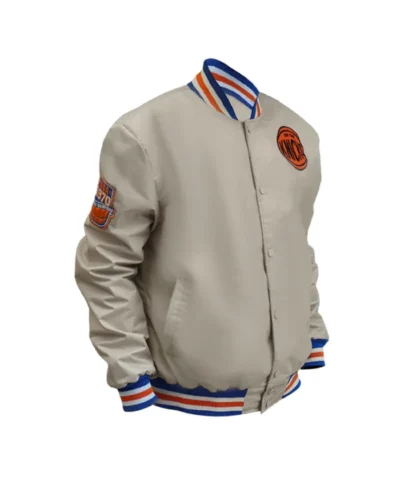 Shop Ny Knicks 1970 Champions 50th Anniversary Beige Satin Jacket