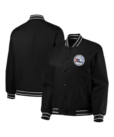 Philadelphia 76ers Full-Snap Poly Twill Black Jacket