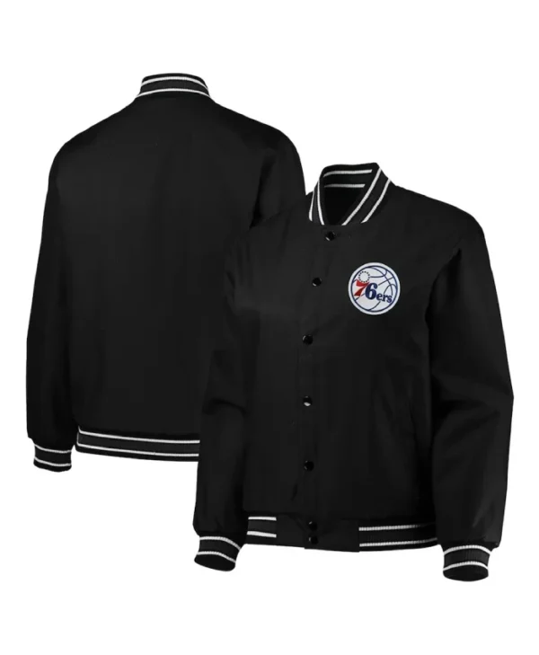 Philadelphia 76ers Full-Snap Poly Twill Black Jacket