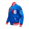 Philadelphia 76ers Mashup Classic Rib Full-Snap Satin Royal Jacket