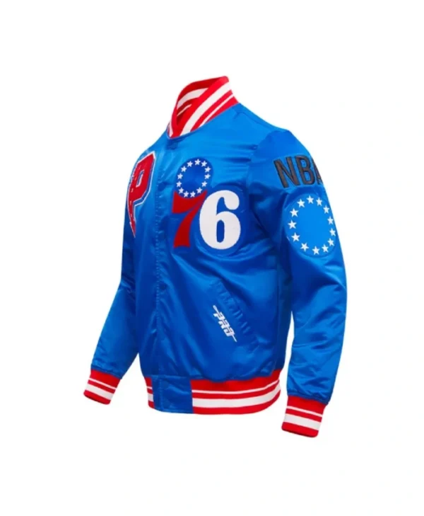 Philadelphia 76ers Mashup Classic Rib Full-Snap Satin Royal Jacket