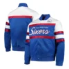 Philadelphia 76ers Special Script Full-Snap Satin Royal Jacket