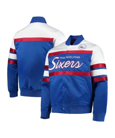 Philadelphia 76ers Special Script Full-Snap Satin Royal Jacket