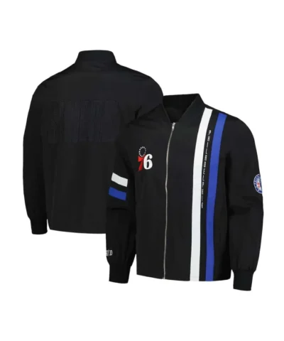 Philadelphia 76ers Stitch Applique Full-Zip Black Jacket