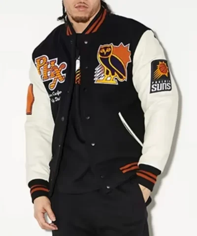 Phoenix Suns OVO Varsity Full-Snap Wool and Leather Jacket
