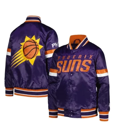 Phoenix Suns Youth Home Game Varsity Full-Snap Satin Purple Jacket