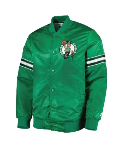 Boston Celtics Pick & Roll Full-Snap Varsity Satin Kelly Green Jacket
