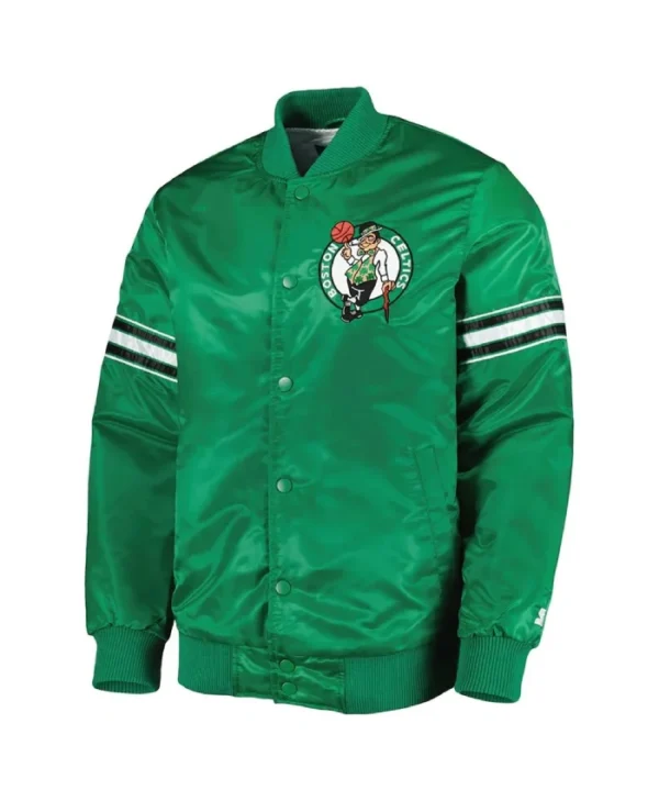 Boston Celtics Pick & Roll Full-Snap Varsity Satin Kelly Green Jacket