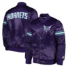 Pick & Roll Charlotte Hornets Full-Snap Purple Satin Jacket