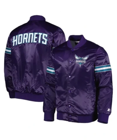Pick & Roll Charlotte Hornets Full-Snap Purple Satin Jacket