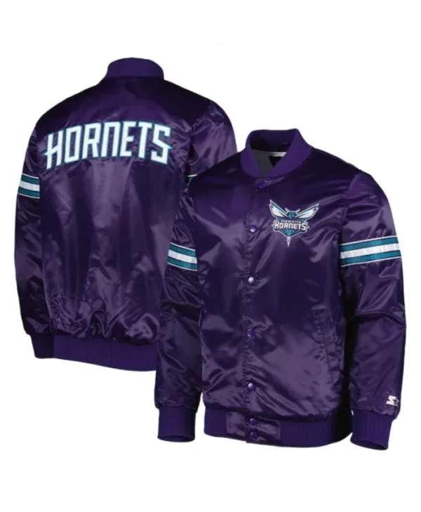 Pick & Roll Charlotte Hornets Full-Snap Purple Satin Jacket