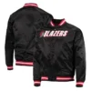 Portland Trail Blazers Throwback Black Wordmark Satin Full-Snap Jacket