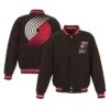 Shop Portland Trail Blazers Two-Hit Full-Snap Black Varsity Wool Jacket
