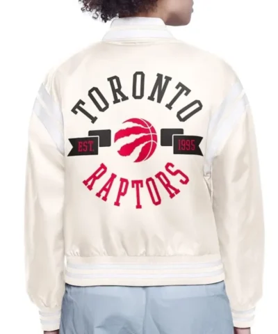 Printed Logo Toronto Raptors Full-Snap Satin Jacket