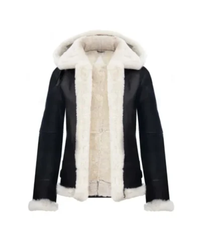 RAF Womens Hooded Sheepskin Leather Jacket