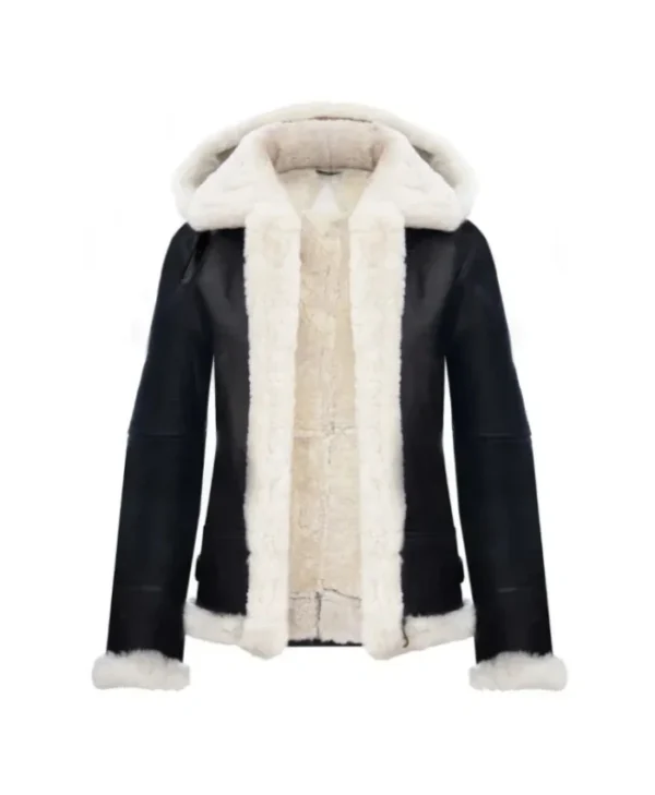 RAF Womens Hooded Sheepskin Leather Jacket