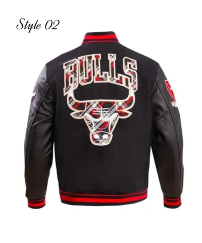 RedBlack Chicago Bulls Prep Full-Zip WoolLeather Varsity Jacket