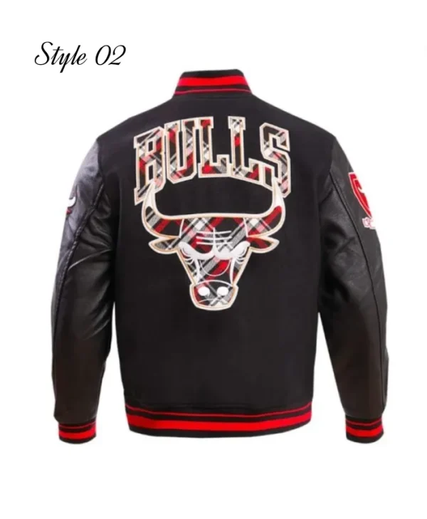RedBlack Chicago Bulls Prep Full-Zip WoolLeather Varsity Jacket