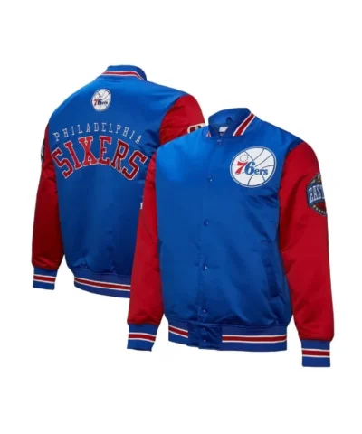 RoyalRed Philadelphia 76ers Primetime Full-Snap Satin Jacket