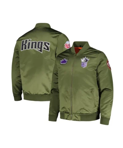 Sacramento Kings Bomber Full-Zip Satin Green Jacket