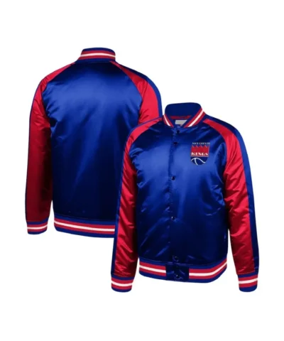 Sacramento Kings Full-Snap Satin Blue and Red Jacket