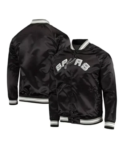 San Antonio Spurs Black Lightweight Full-Snap Satin Jacket