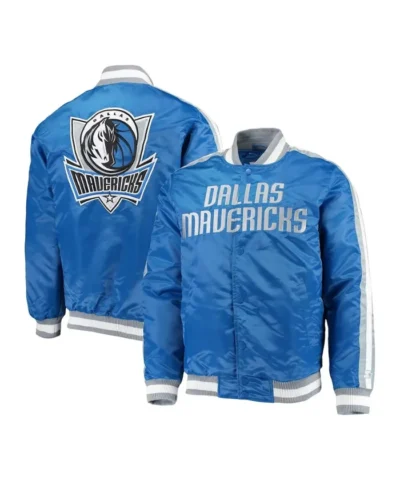 Starter Dallas Mavericks The Offensive Blue Full-Snap Satin Jacket