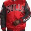 Starter NBA Chicago Bulls Striped Varsity Satin Full-Snap Jacket