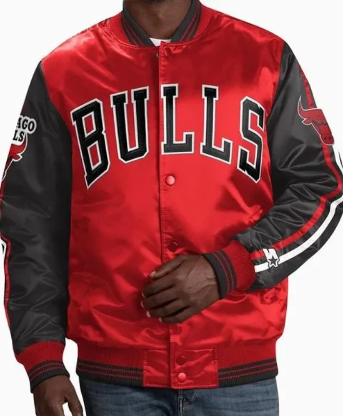 Starter NBA Chicago Bulls Striped Varsity Satin Full-Snap Jacket