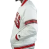 Striped Chicago Bulls Full-Snap Satin White Jacket