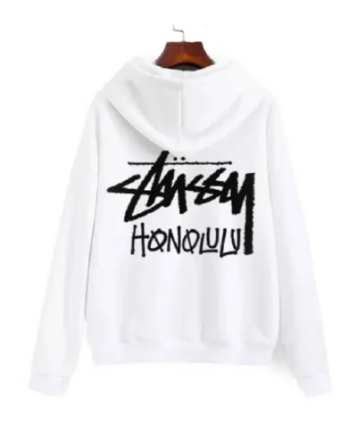 Stussy Honolulu Pullover White Hoodie - Recreated