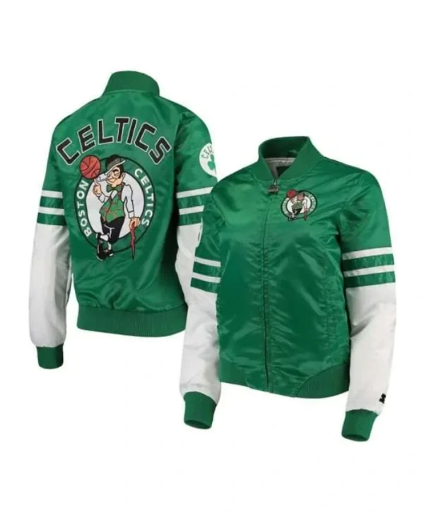 Tie Breaker Boston Celtics Green and White Full-Zip Jacket