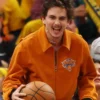 Timothee Chalamet Knicks Game Six Orange Jacket