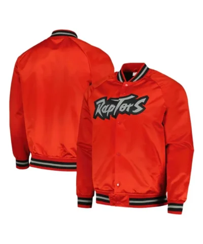 Toronto Raptors Hardwood Classics Satin Full-Snap Raglan Red Jacket