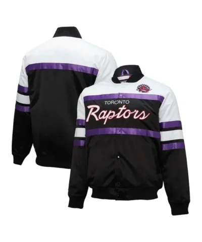 Toronto Raptors Hardwood Script Full-Snap Satin Black Jacket